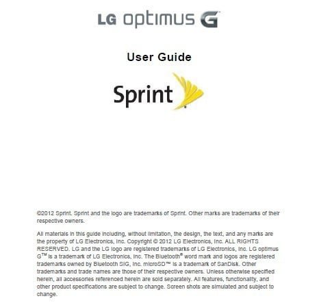 Lg Optimus G Ls970 User Manual